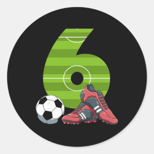 6 Birthday Soccer First Birthday Footll Kids Classic Round Sticker