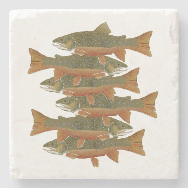 6 Brook Trout on a Coaster (Front)