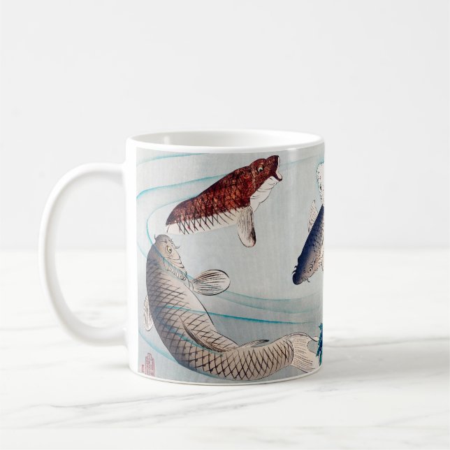 6 Carps Swimming by Yoshitoshi Coffee Mug (Left)
