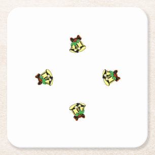 (6) Christmas Bells Square Paper Coaster