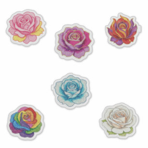 6 colorful roses