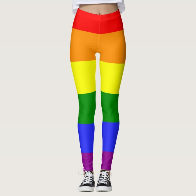 6 Colour Pride Flag Rainbow Striped LGBT Leggings (Front)