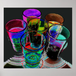 6 Coloured Cocktail Shot Glasses -Style 17 Poster