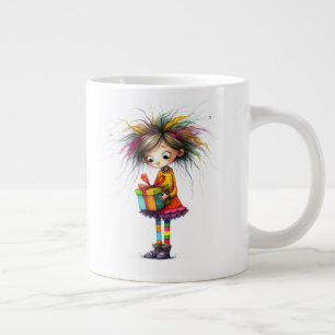 *  6 Colourful  Whimsical Christmas GIRL  Gift AP9 Large Coffee Mug