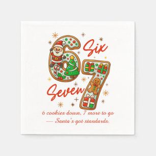 6 Cookies Down, 7 More to Go – Santa Humor Holiday Napkin