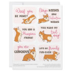6 Corgi Dog Kids Classroom Valentine's Day Cards