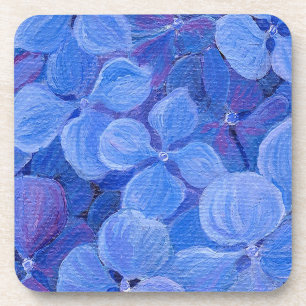 6 Cork Back Coasters - Blue Hydrangea
