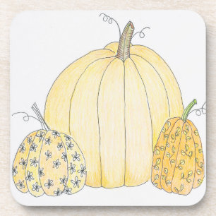6 Cork Back Coasters Pumpkin Trio