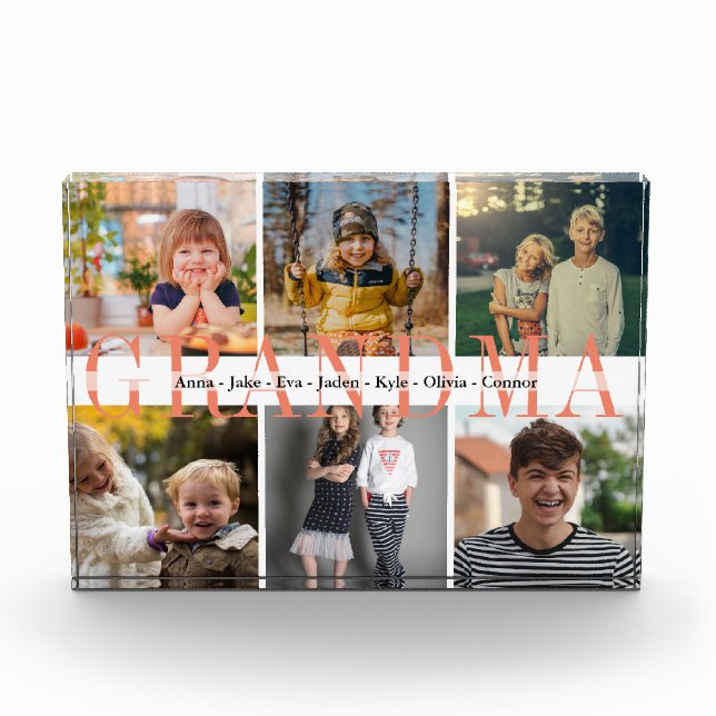 6 Custom Names Grandkid Photo Gift For Grandma (Front)