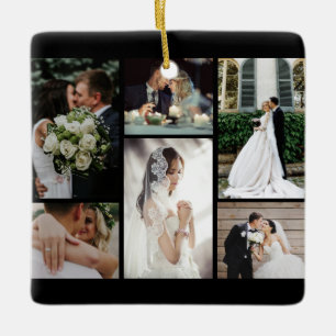 6 Custom Photo Collage Favorite Moments Ceramic Ornament