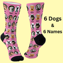 6 Dogs, 6 Names, Dog Photo - Personalised Pink