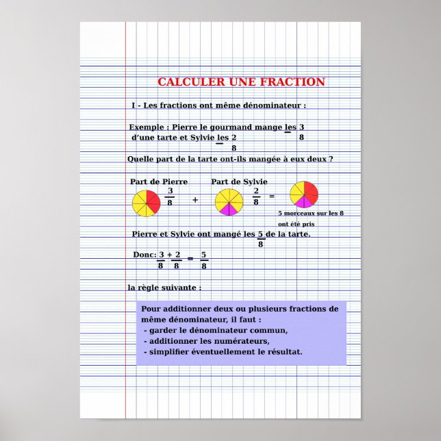 6 eme calculer fraction Poster Paper (Matte) (Front)