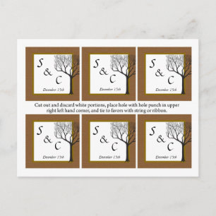 6 Fall Tree Wedding Favour Tags Postcard