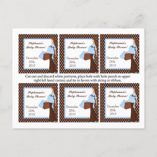 6 Favour Tags Blue Mod Mum Polka Dots Invitation Postcard