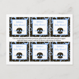 6 Favour Tags Boy Blue Punk Rock Skull Flame Invitation Postcard