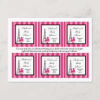 6 Favour Tags Pink Poodle Paris Eiffel Tower