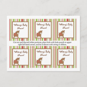 6 Favour Tags Red Barn Farm Cow Invitation Postcard