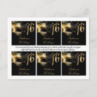 6 Favour Tags Sweet 16 Gold Black Party