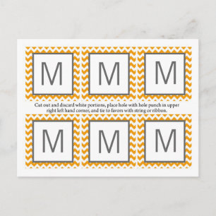 6 Favour Tags Yellow Grey Grey Chevron Name Focus Postcard