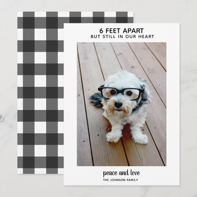 6 Feet Apart But Still in my heart - 1 Photo peace Holiday Card (Front/Back)