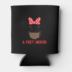 6 Feet Heifer Cow Wearing Mask Leopard Print Can Cooler