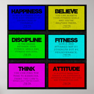 6 Fitness Quotes Poster in Brights