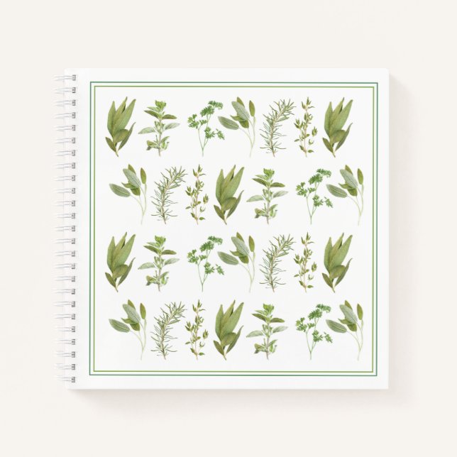 6 FRESH HERBS 8.5x8.5 Spiral Notebook (Front)