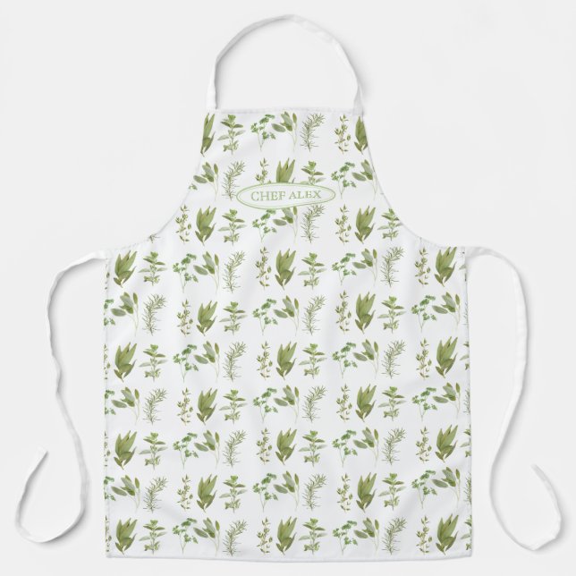 6 FRESH HERBS Apron + Name - large (Front)