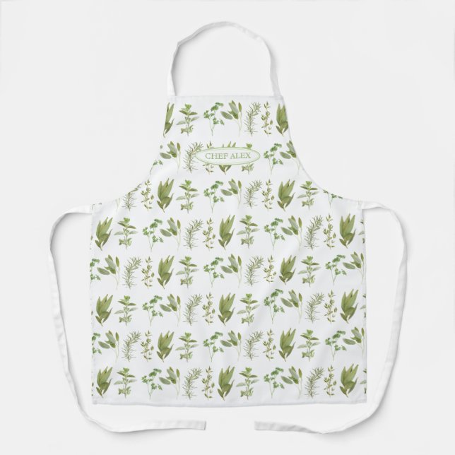 6 FRESH HERBS Apron + Name - medium (Front)