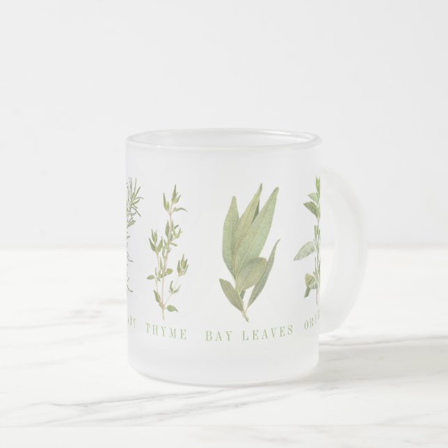 6 FRESH HERBS Frosted Glass Mug (Front Right)