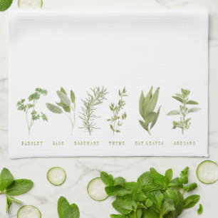 6 FRESH HERBS Kitchen Towel