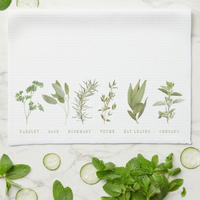 6 FRESH HERBS Kitchen Towel (Folded)