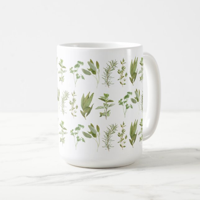 6 FRESH HERBS Tall White Mug (all-over) (Front Right)