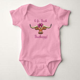 6 Ft. Back Buckaroo, Longhorn Cow Baby Bodysuit