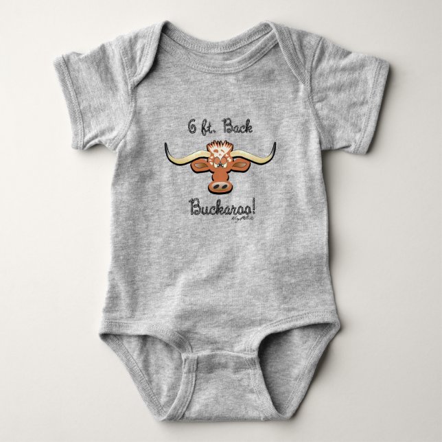 6 Ft. Back Buckaroo, Longhorn Steer Baby Bodysuit (Front)