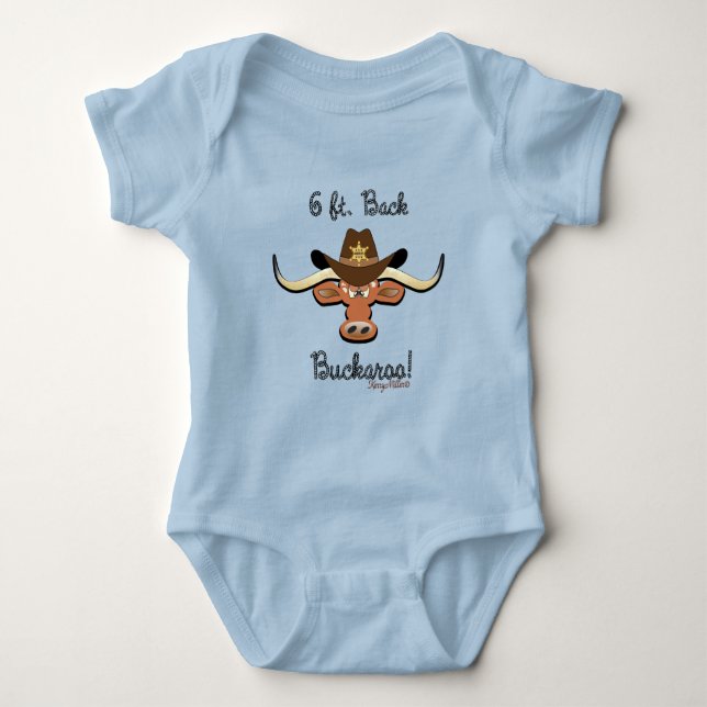 6 Ft. Back Buckaroo, Longhorn Steer Baby Bodysuit (Front)