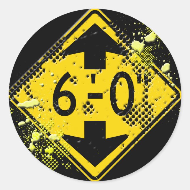 6 FT CLEARANCE ROAD SIGN CLASSIC ROUND STICKER (Front)