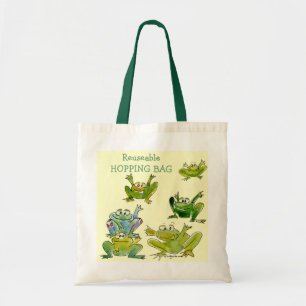 6 Funny Cartoon Frogs Go Green Tote