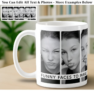 6 Funny Faces Custom Photos & Long Message Coffee Mug
