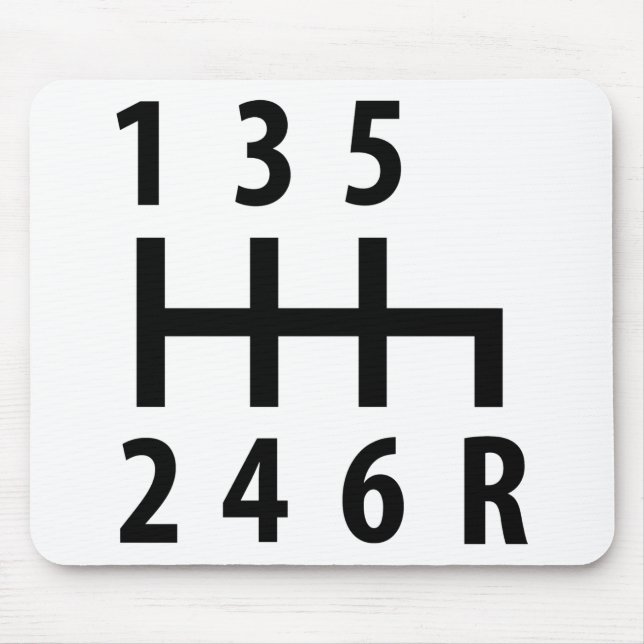 6 gearshift race car black mouse mat (Front)