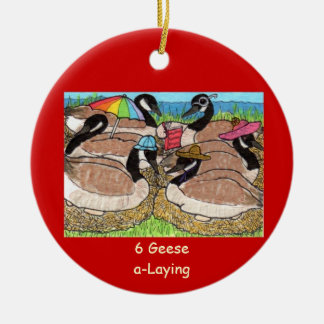 6 Geese a-Laying Ceramic Tree Decoration