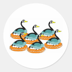 6 Geese A Laying Classic Round Sticker