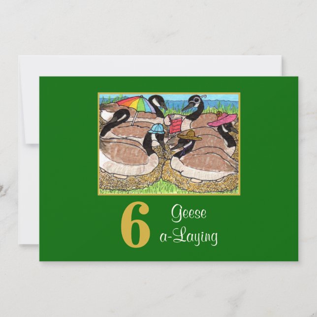 6 Geese a Laying Cute Birds Custom Christmas Holiday Card (Front)