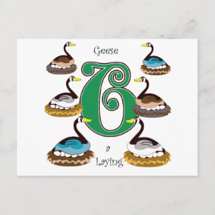 6 Geese a Laying Postcard
