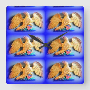 6 gold eagles wall clock