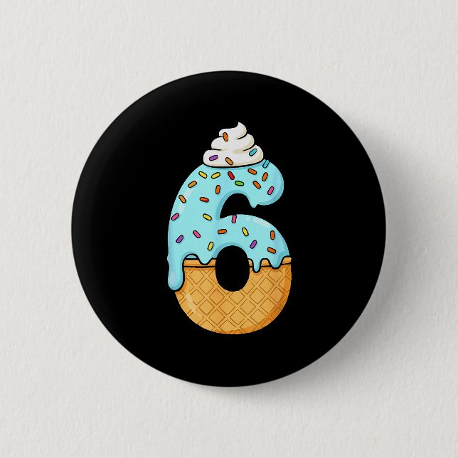 #6 Jersey Uniform Drip Teen Slang, Funny Ice Cream 6 Cm Round Badge (Front)