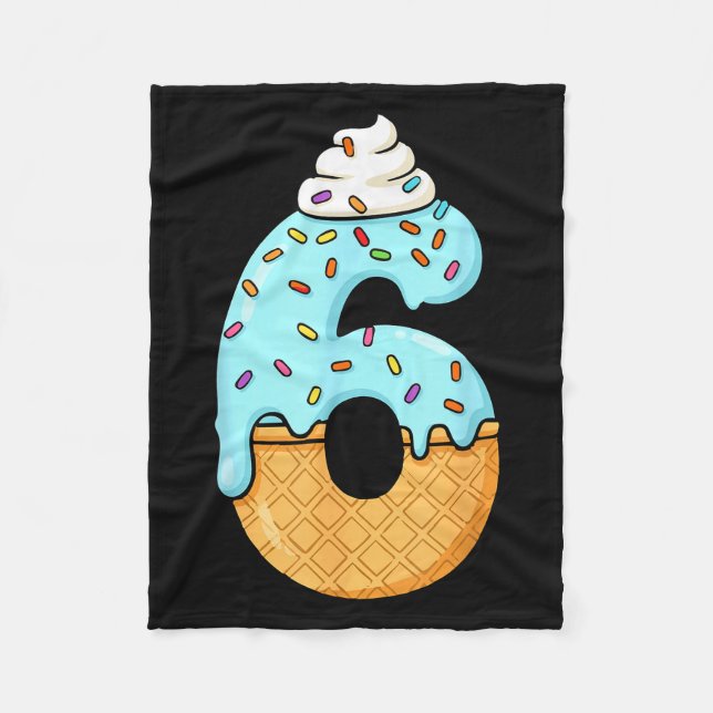 #6 Jersey Uniform Drip Teen Slang, Funny Ice Cream Fleece Blanket (Front)