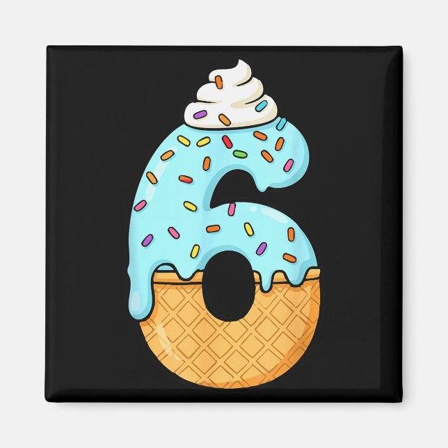 #6 Jersey Uniform Drip Teen Slang, Funny Ice Cream Magnet (Front)