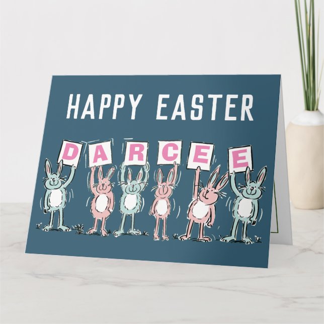 6 Letter Name Happy Easter Card (Front)