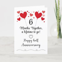 6 month Anniversary Card For Wife or Husband